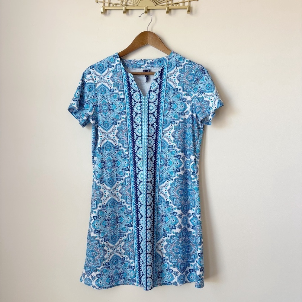 Aqua Et Sol Blue Swim Cover-up Dress Small UPF 50